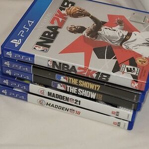 PS4 Playstation Games Lot Bundle Of 5: Madden 18 & 21 The Show 17 & 18 NBA2K18
